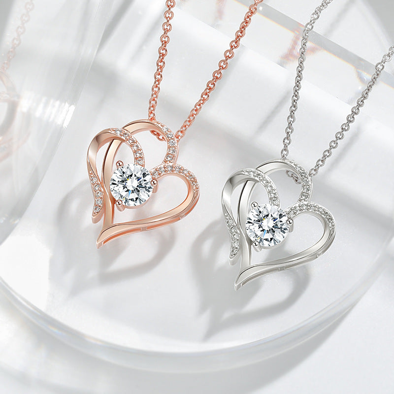 Zircon Double Heart Necklace