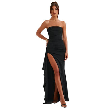 Strapless Slit Maxi Dress