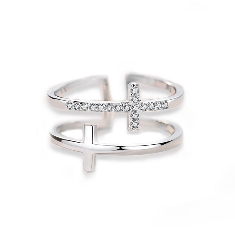 Double Cross Zircon Ring